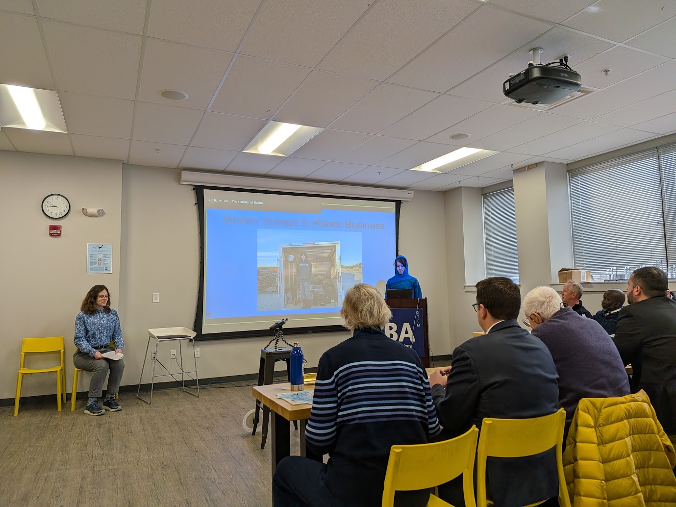 Simon presenting e-waste business